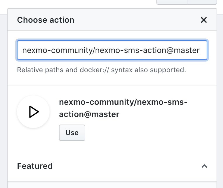 Enter the Nexmo Send SMS Action