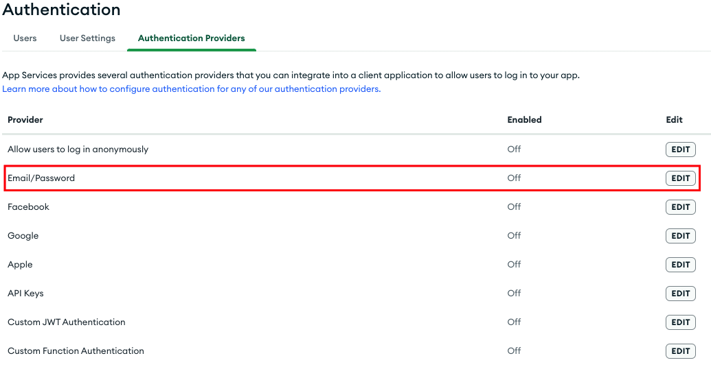 User authentication options