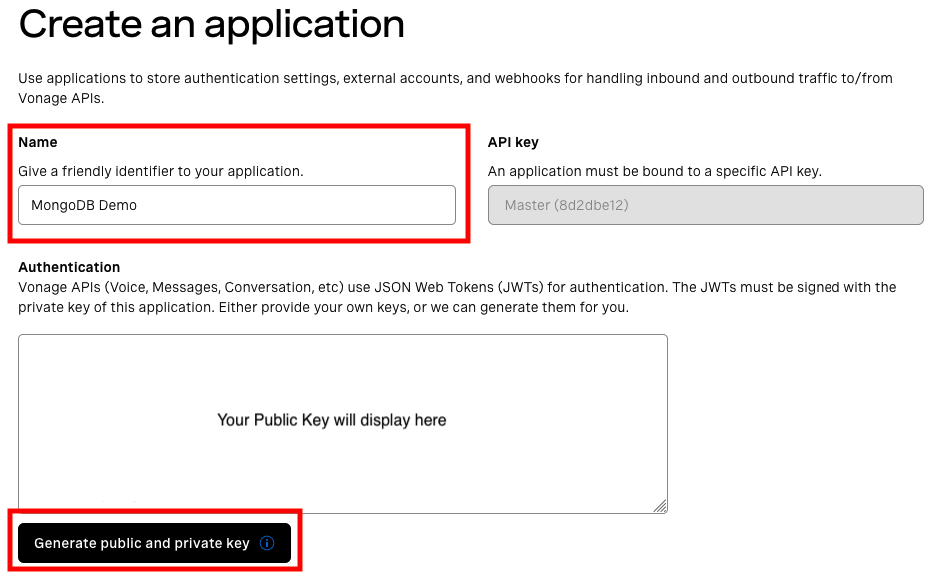 Creating a Vonage application