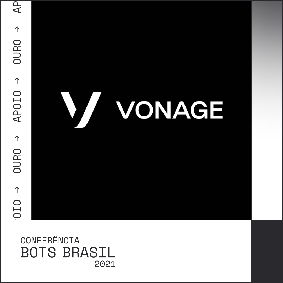 Vonage's logo inside of a Bots Brasil 2021 Conference layout