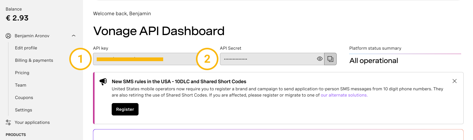 Dashboard ENV Variables