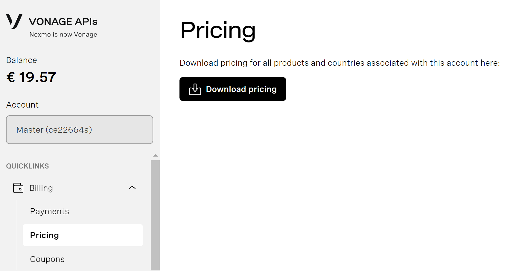 Pricing Screen