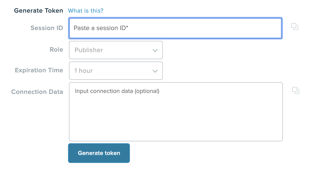 Generate OpenTok token