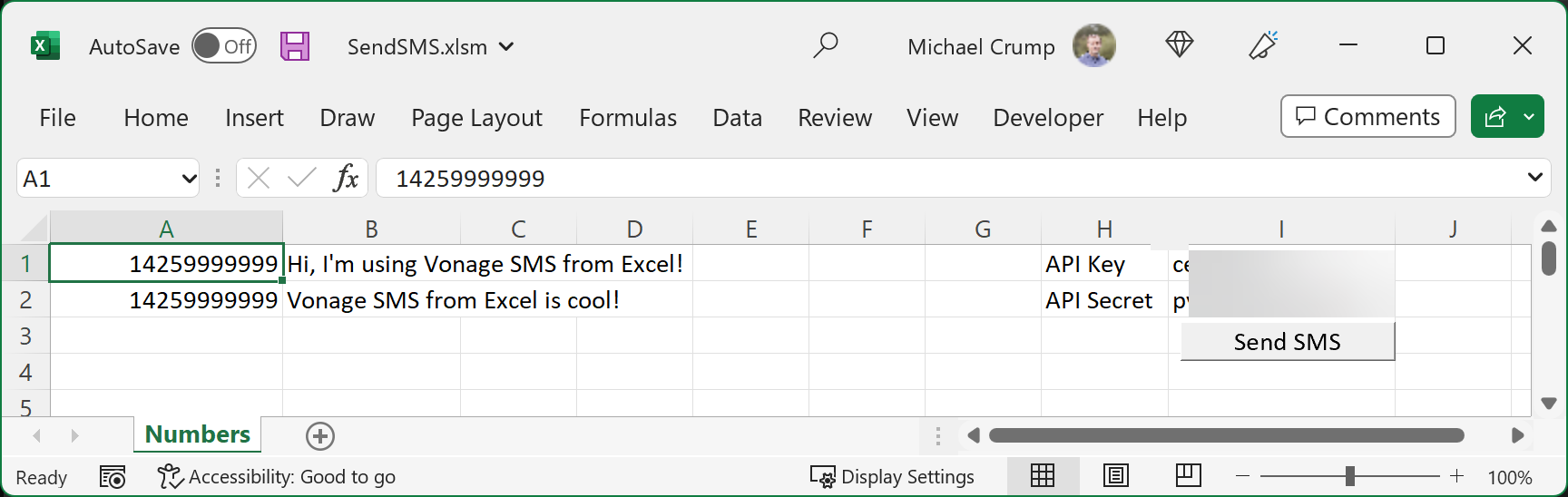 Excel with sample data