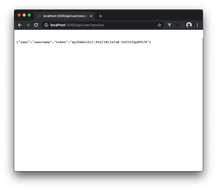 Screenshot of a user session API endpoint