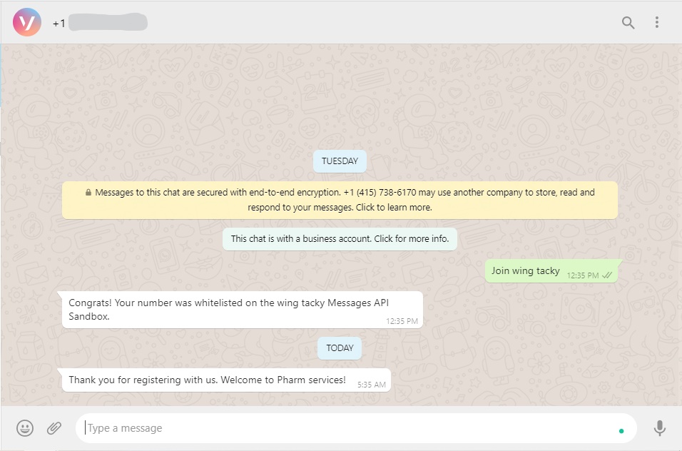 A screenshot of the activation of a WhatsApp Bot