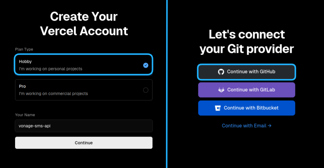 Vercel Sign Up Page
