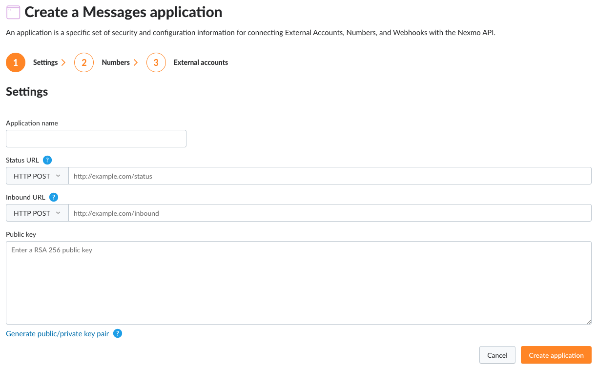 Nexmo Messages Application