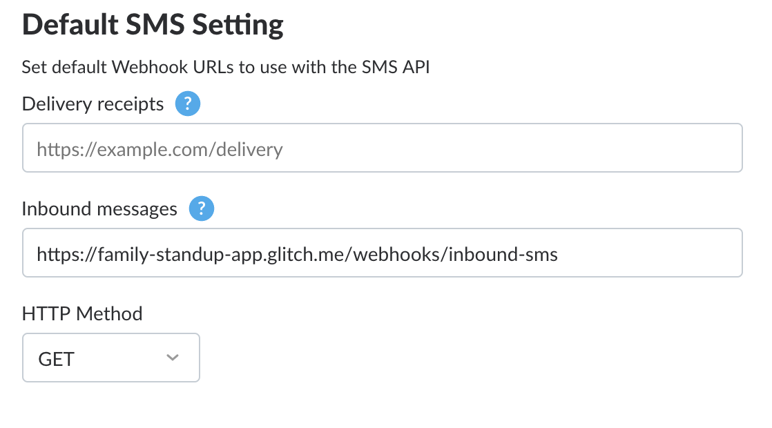 default sms setting