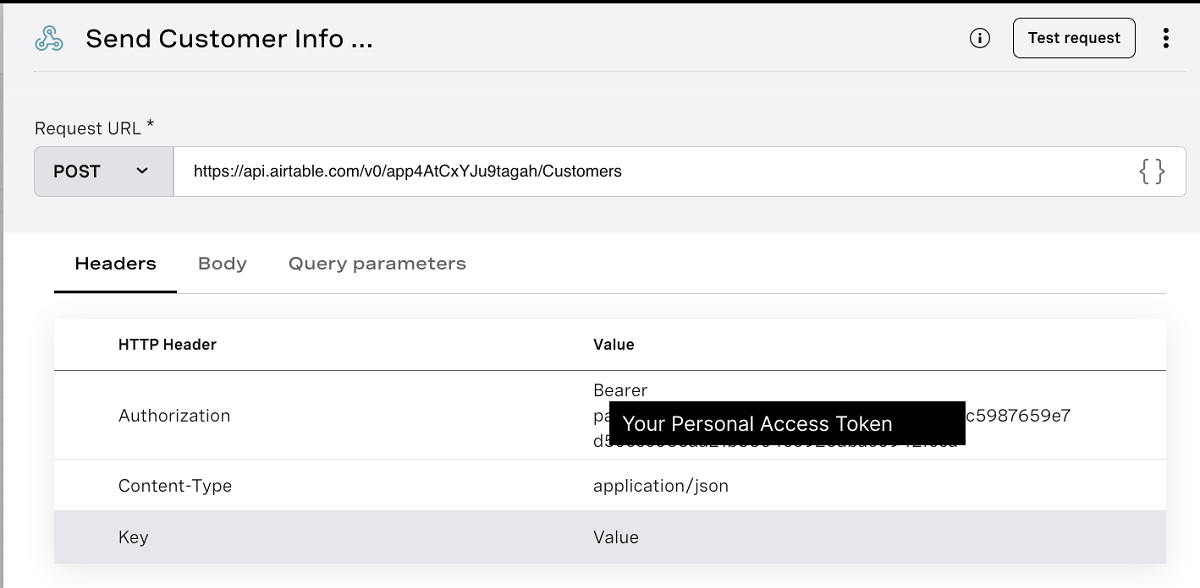 Example of POST request webhook node