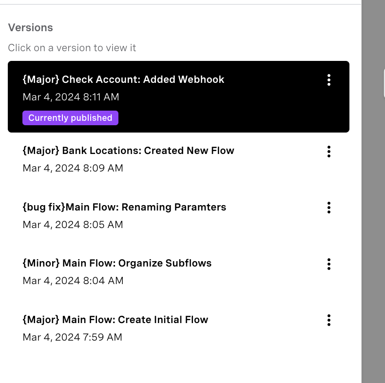 Version History of Best Practices Commits