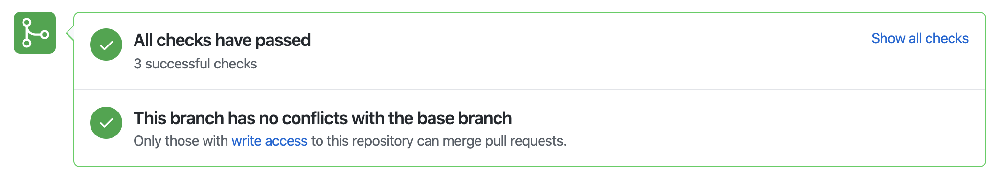 Image showing all checks have passed for this Pull Request