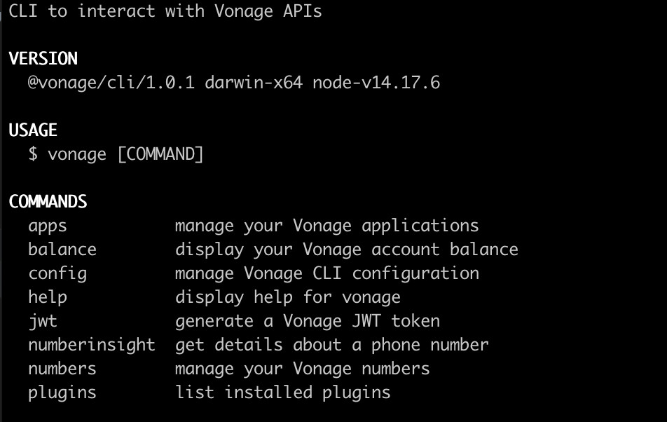 Vonage CLI