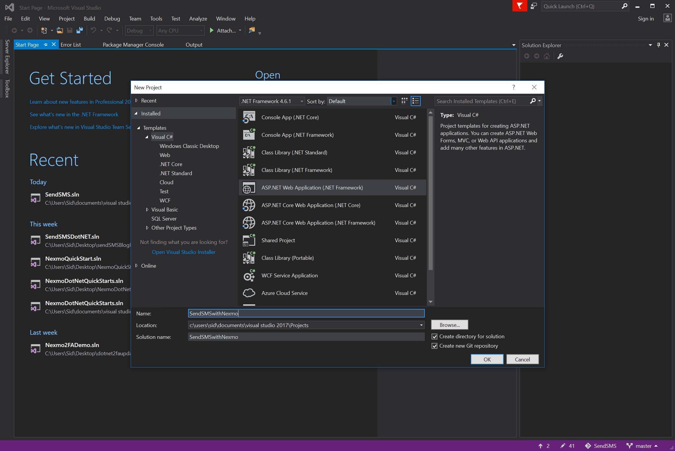 Initiating an ASP.Net project
