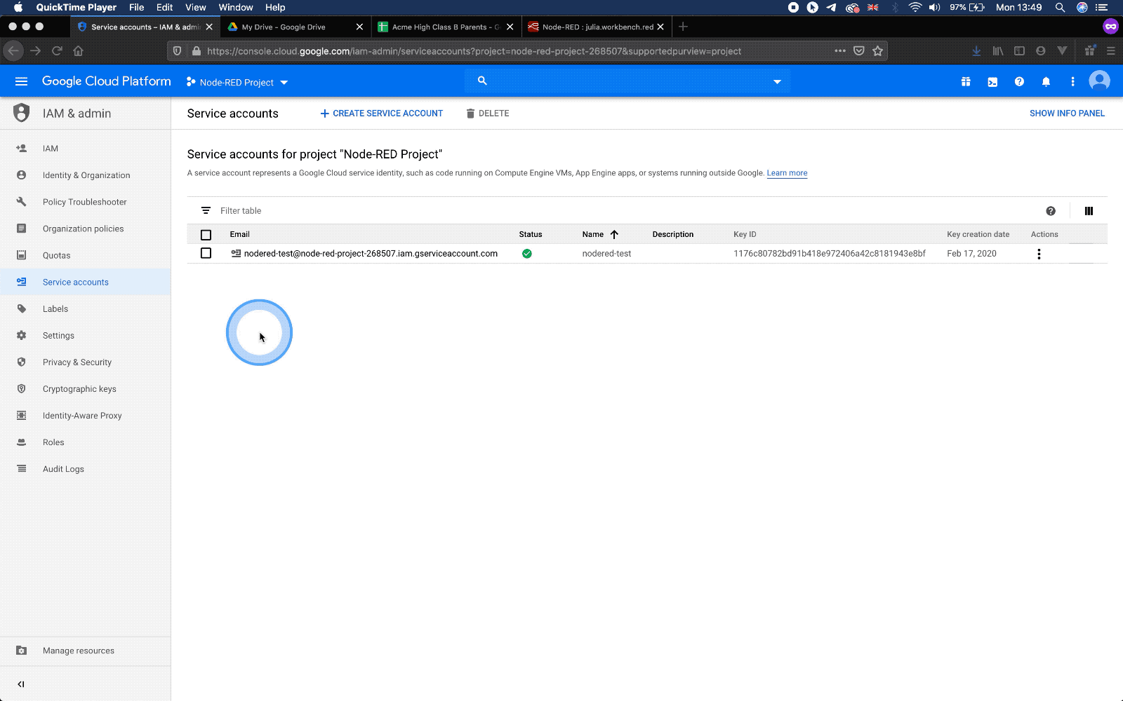 google sheets enable api for project