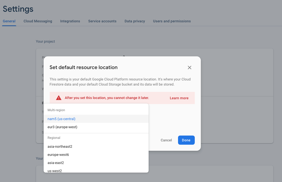 Setting a resource location in the resource location dialog