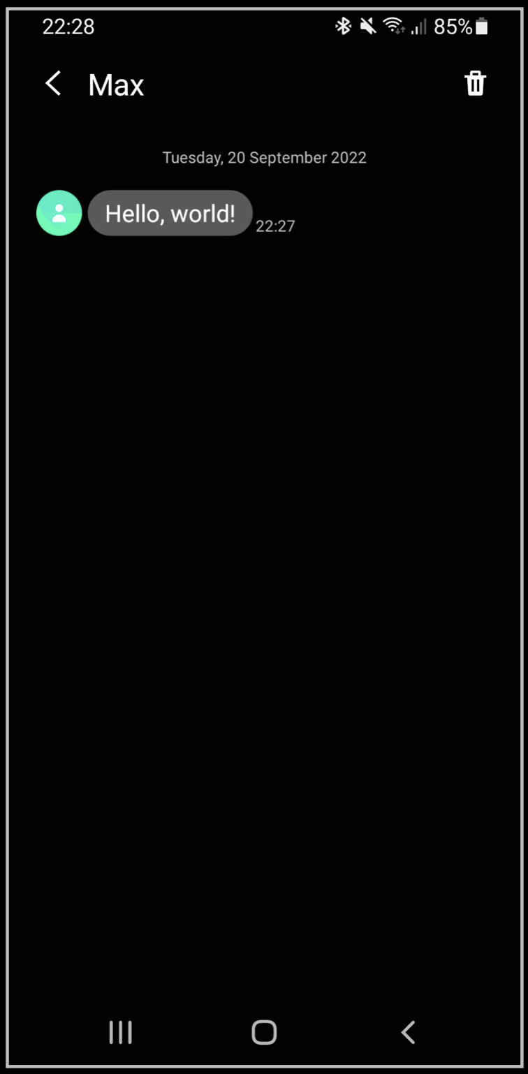 Screenshot of my phone with a new message