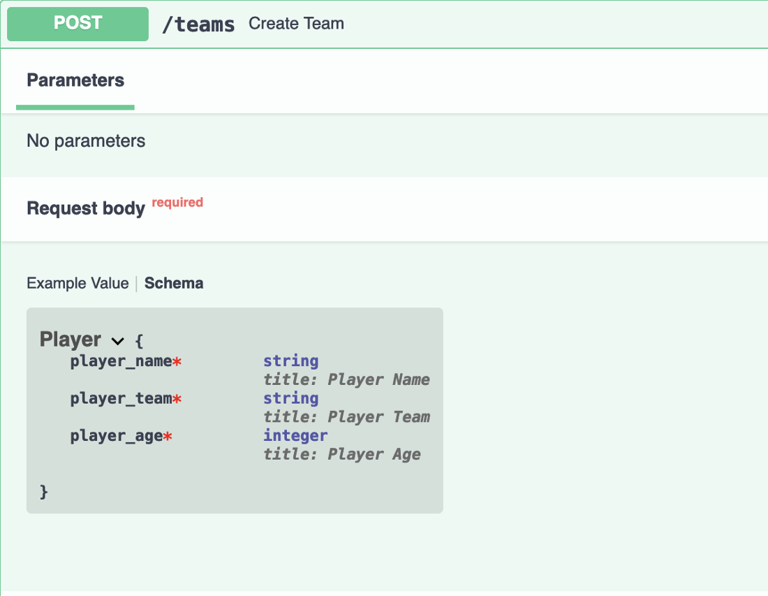FastAPI Python automatic documentation with Pydantic POST request and schema