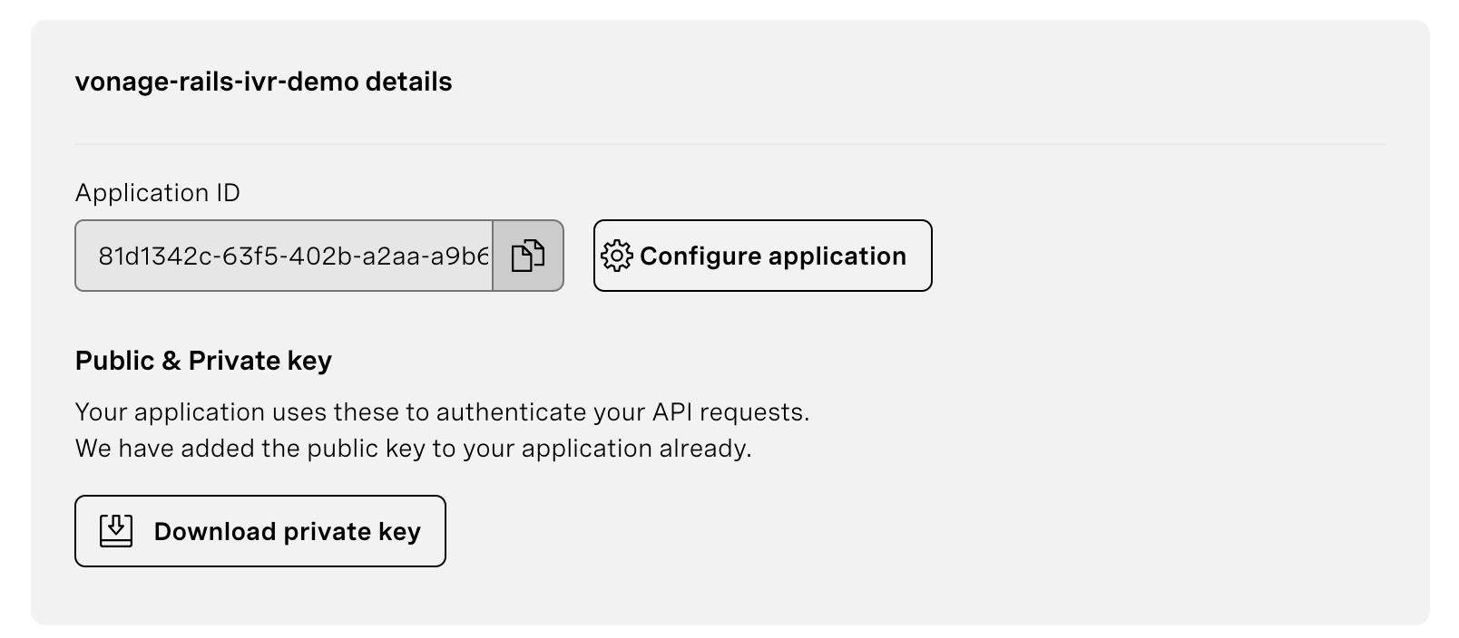configure application button