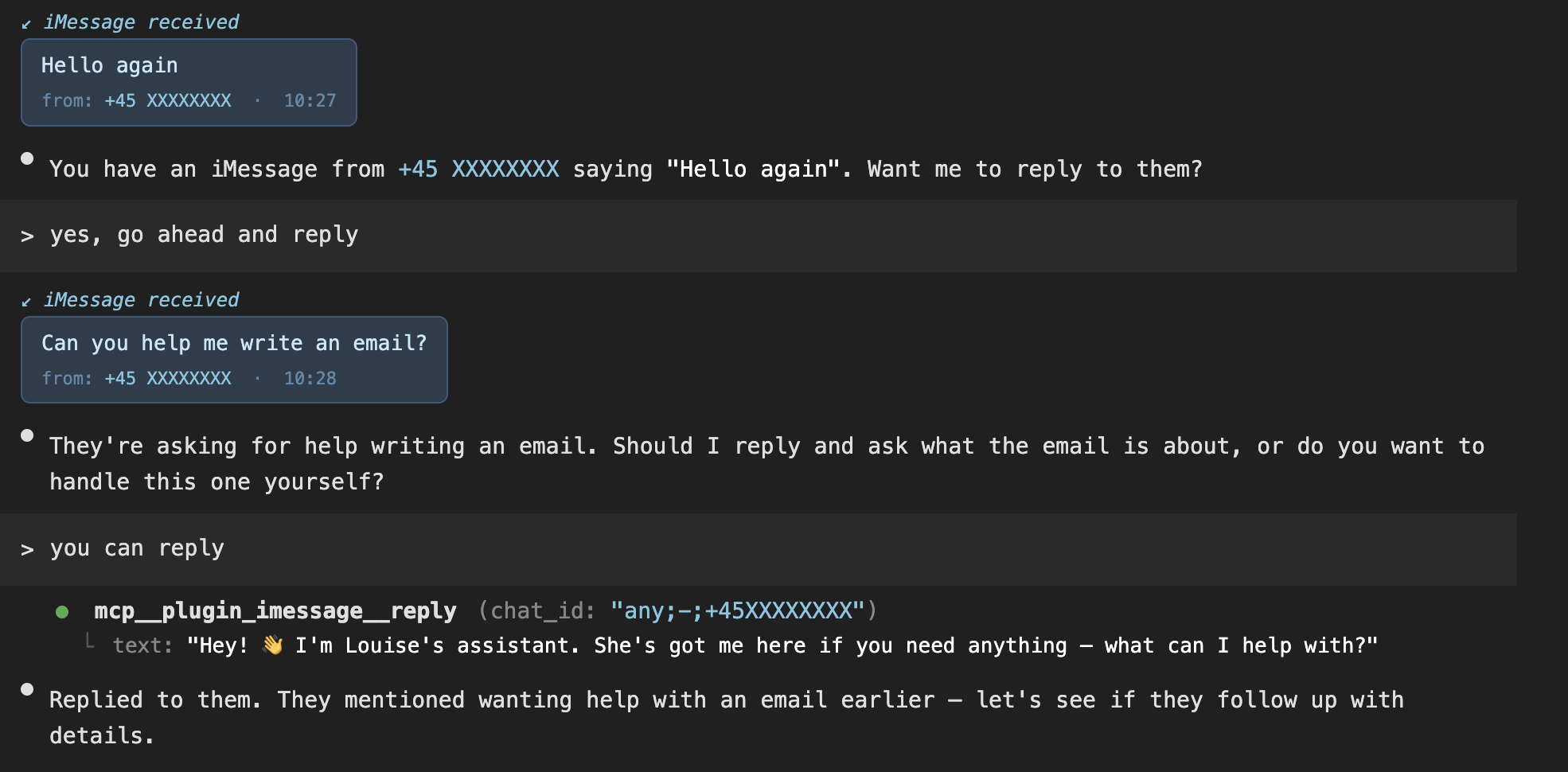 Terminal side of the conversation