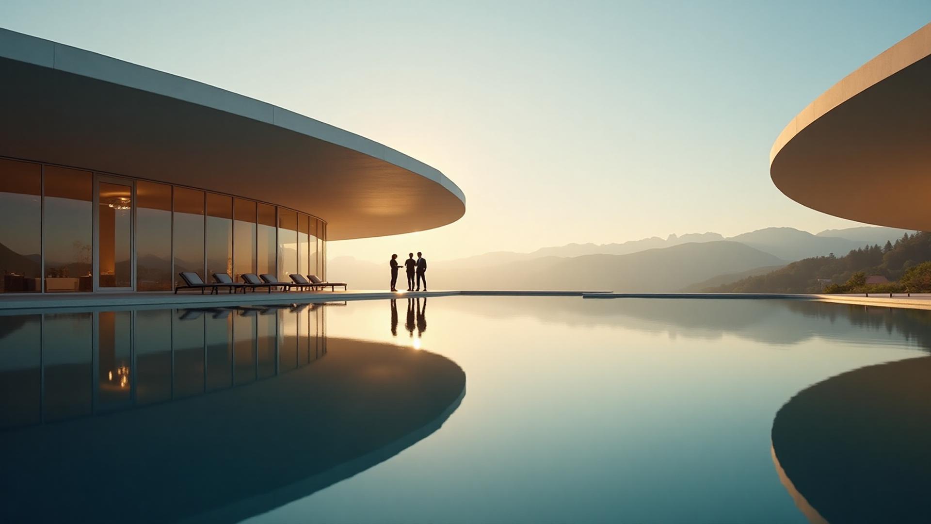 Architecture with water reflection