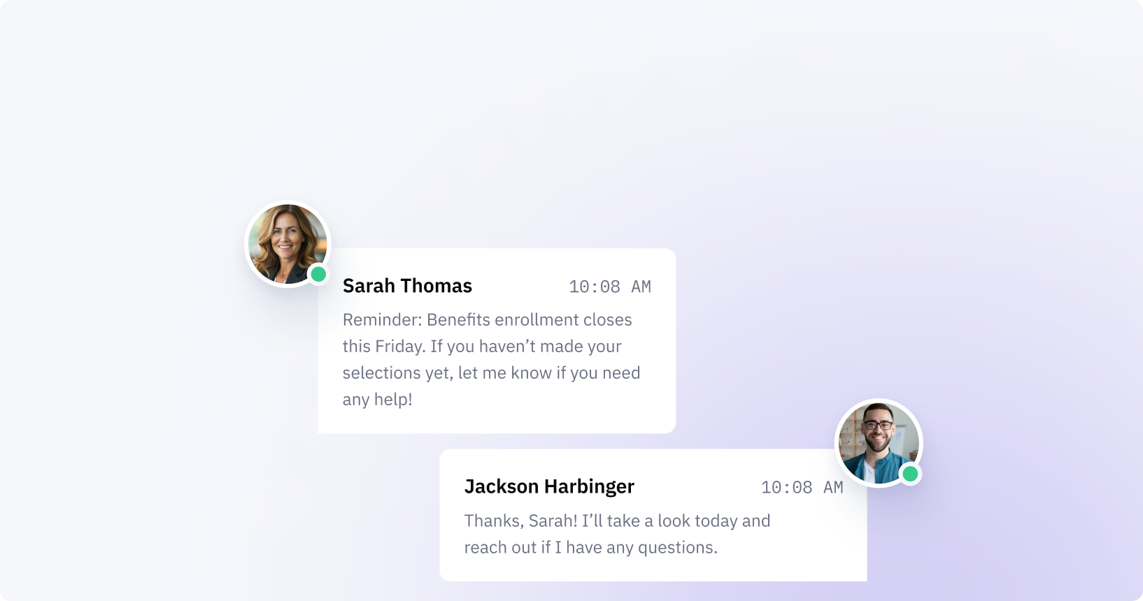 Business messaging chat interface