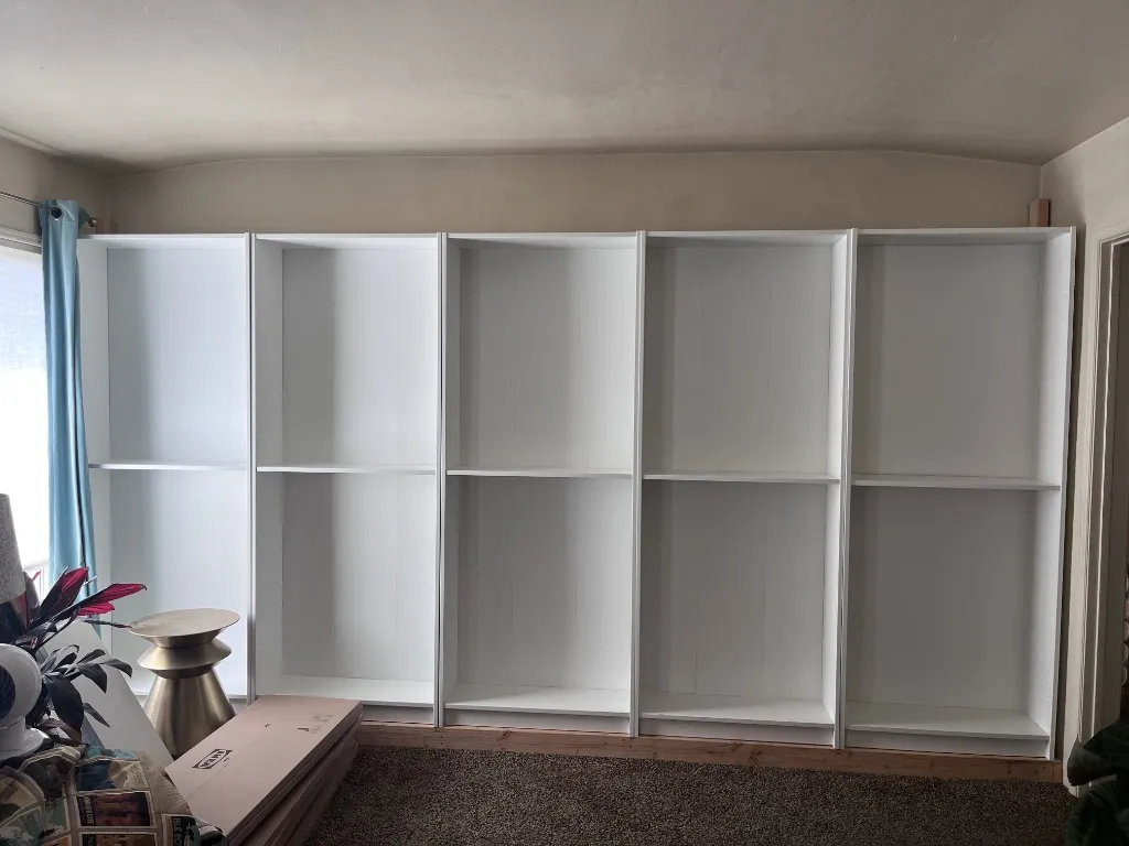 IKEA shelving units before custom built-in conversion — Long Beach