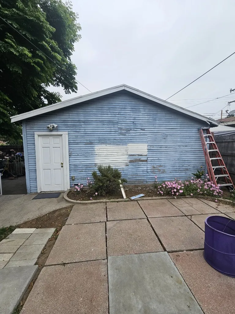 Building exterior before painting — peeling paint, Long Beach CA