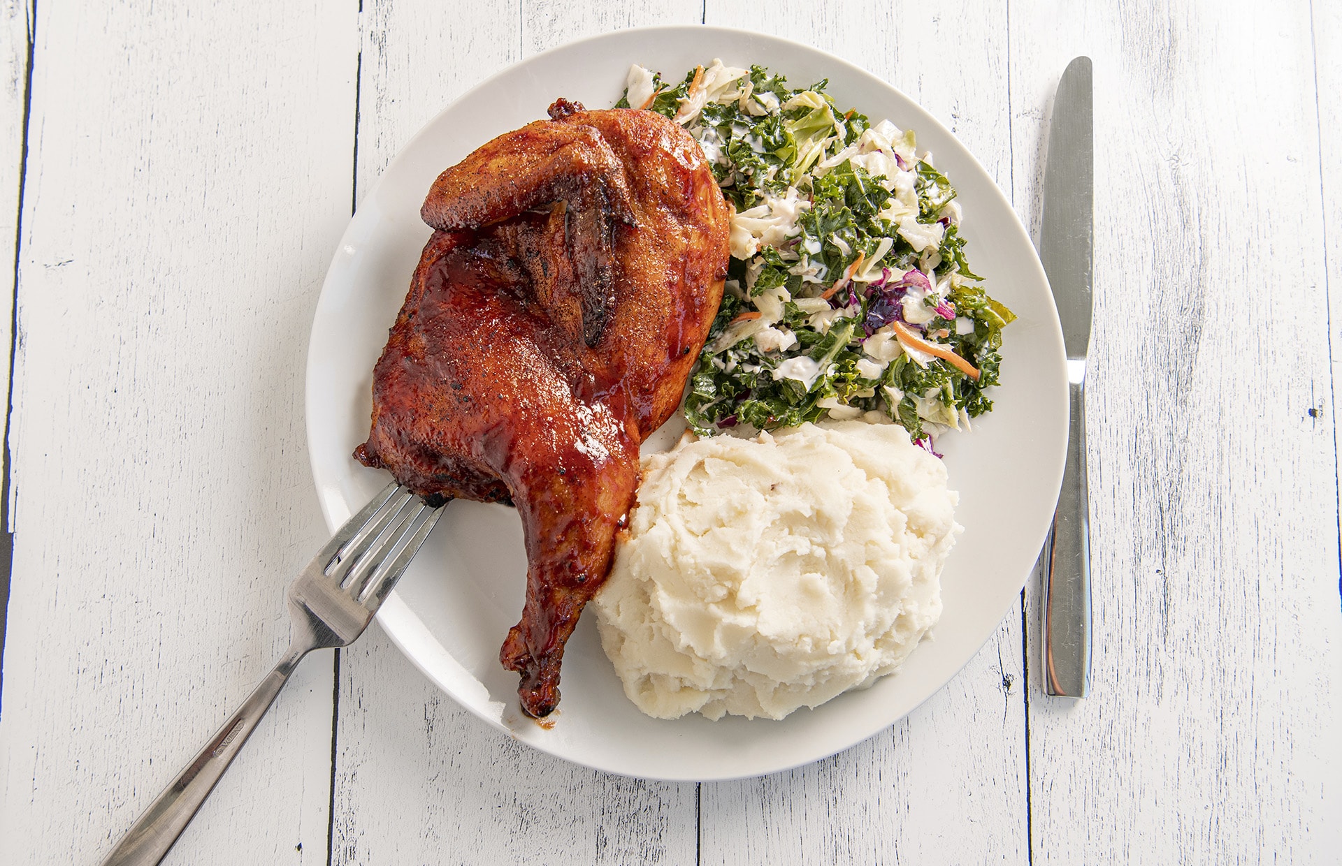 BBQ Chicken Kale Salad and Idahoan Buttery Homestyle Mashed Potatoes – Featured Image