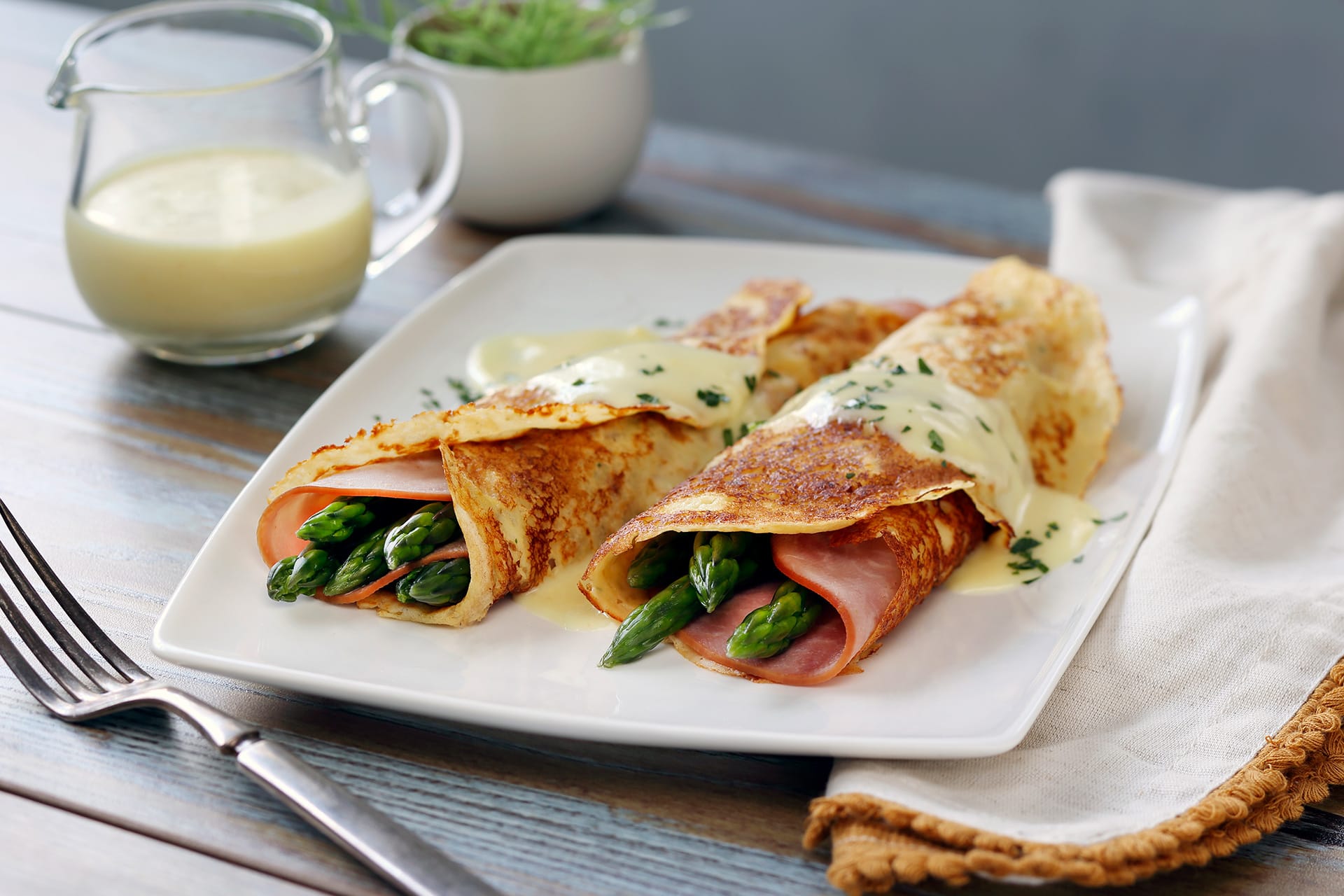 Potato Crepes with Asparagus and Ham – Featured Image