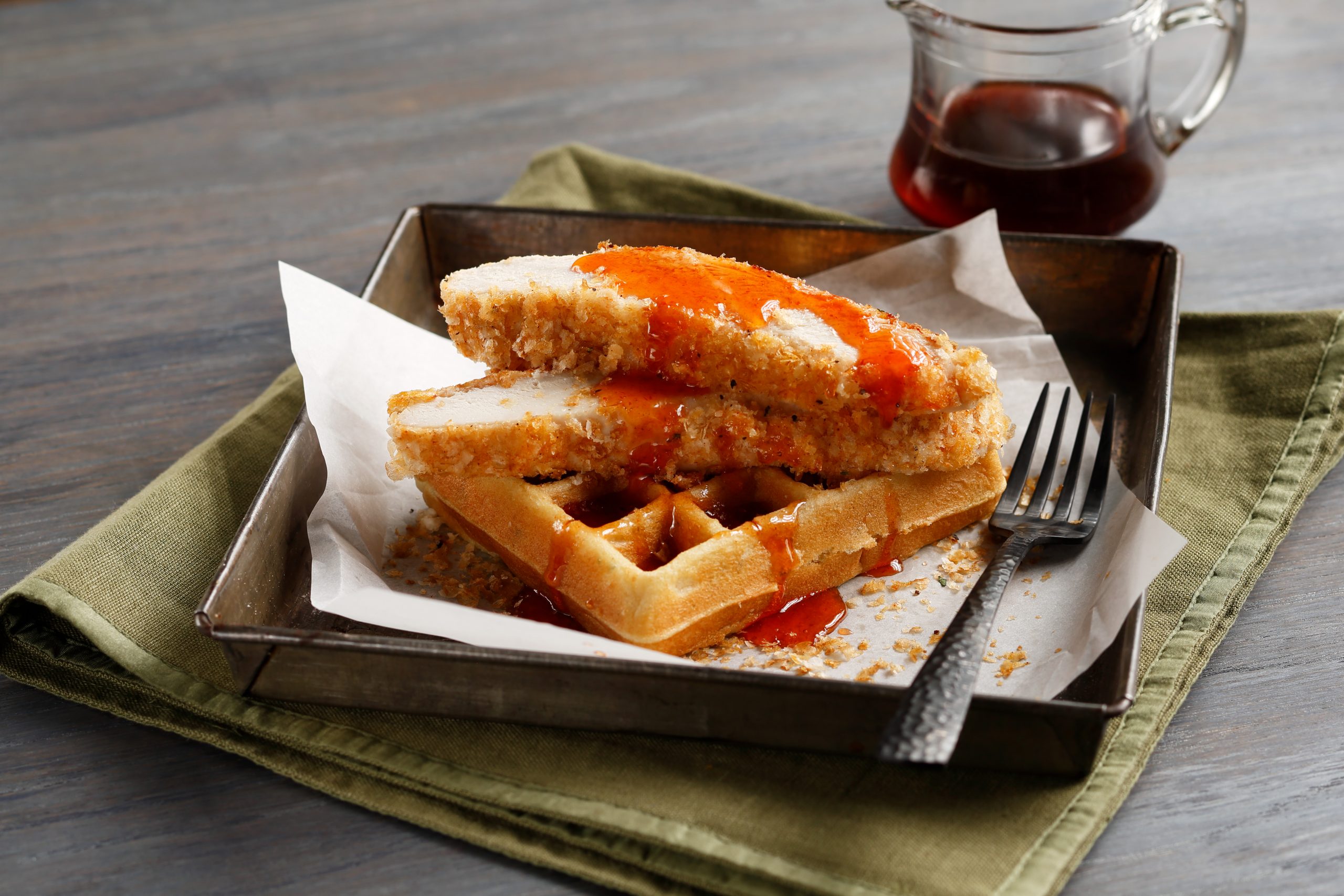 Idahoan® Chicken and Waffles with Maple-Sriracha Syrup – Featured Image