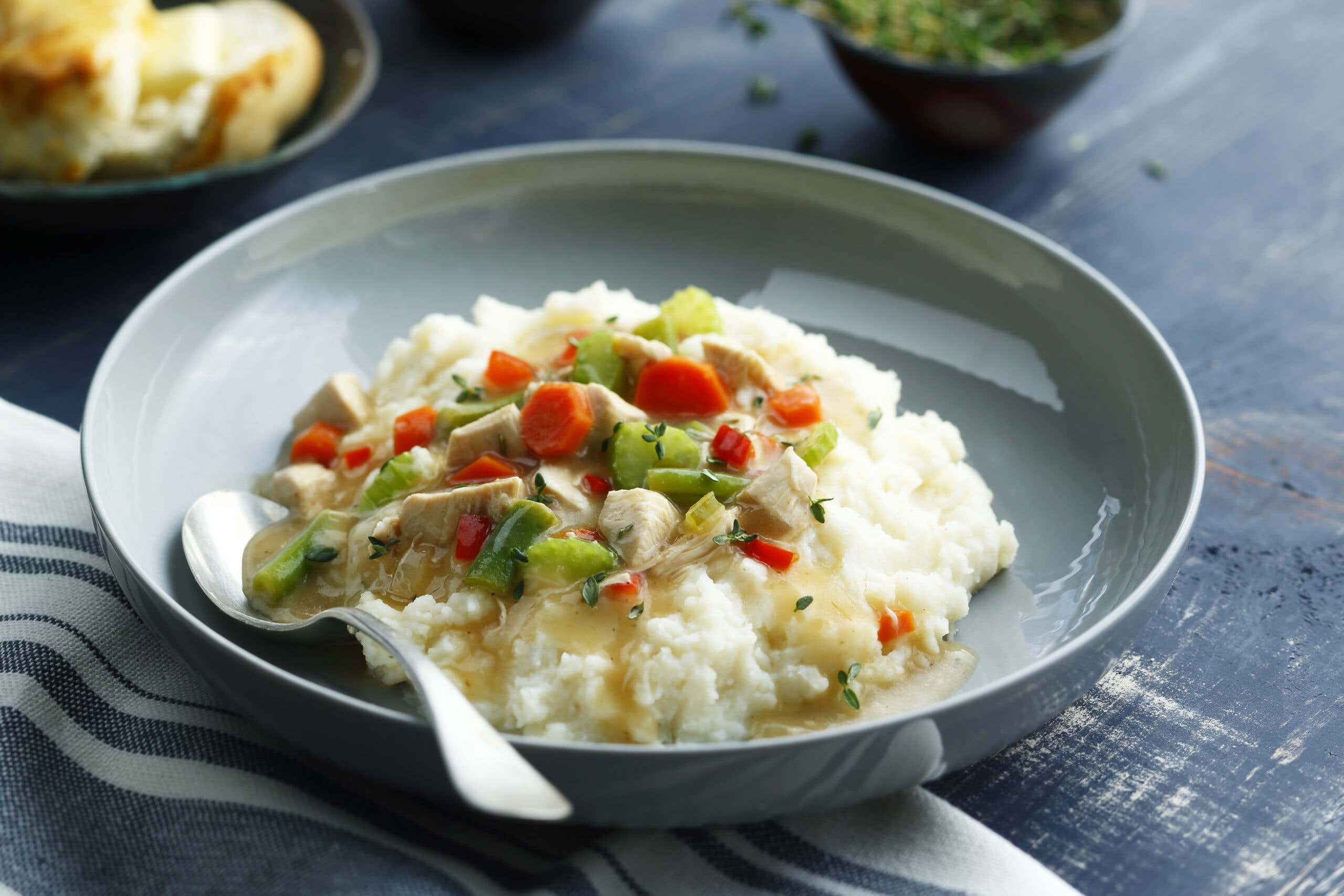 Idahoan® Chicken Broth Mashed Potatoes with Chicken Stew – Featured Image