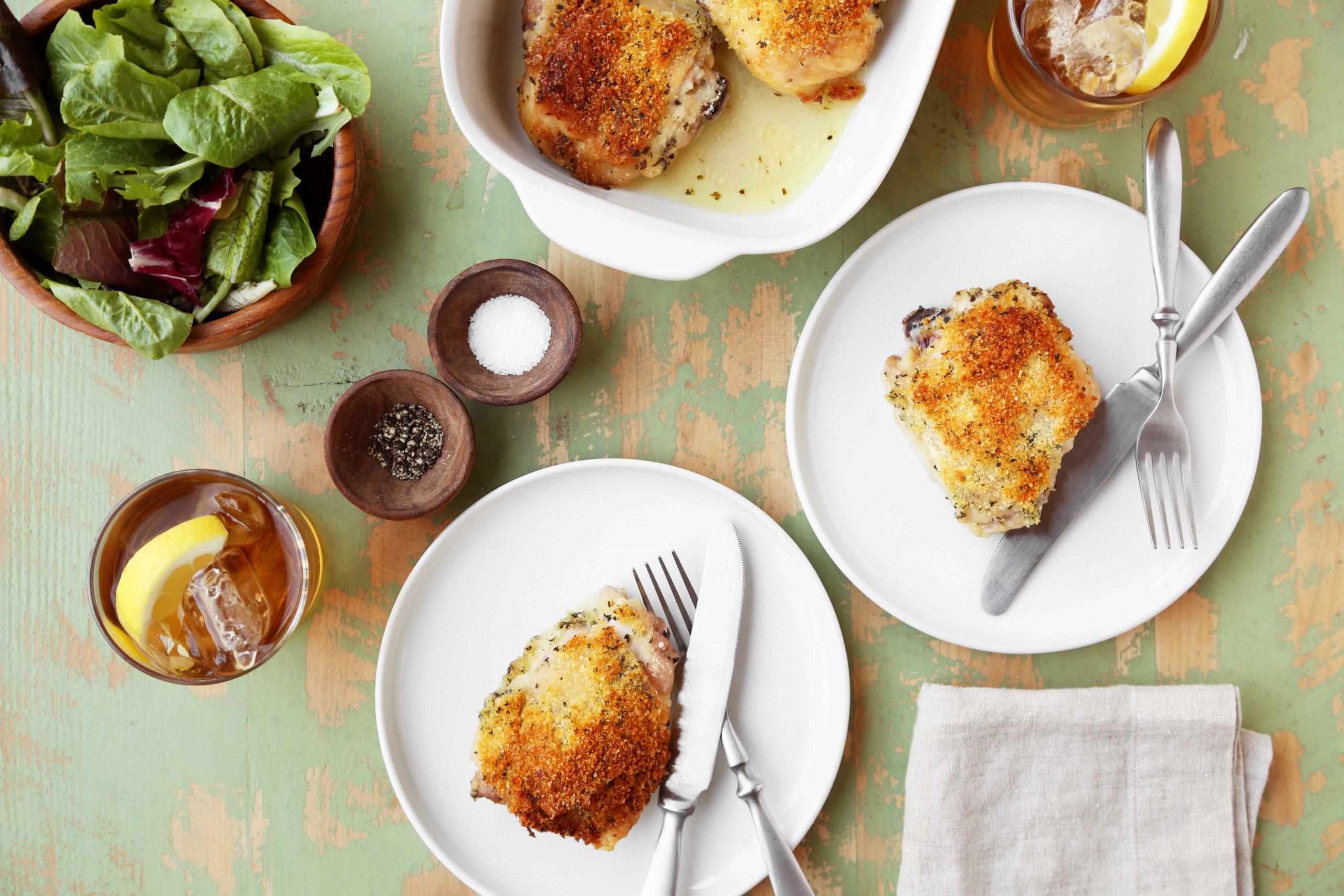 Chicken Thighs with Potato Parmesan Crust – Featured Image