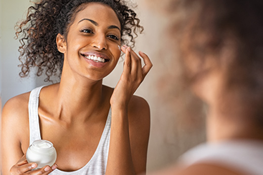 woman with lotion