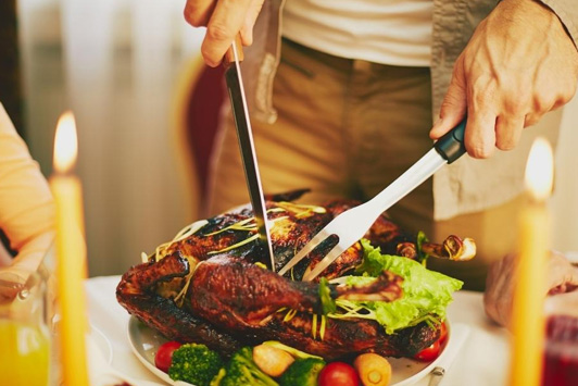 cutting up large meal