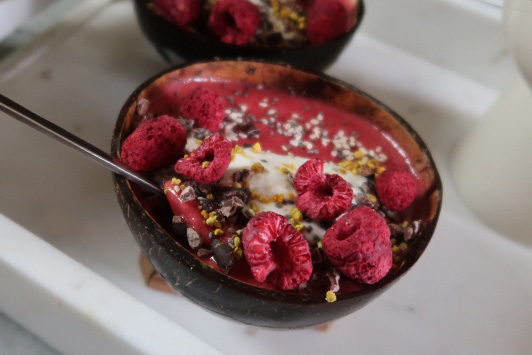 close up smoothie bowl