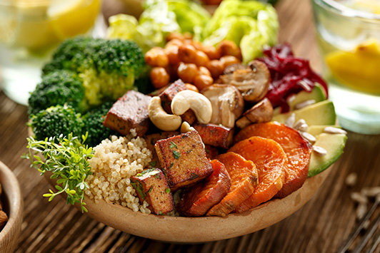 Bowl of Healthy Plant Protein Options