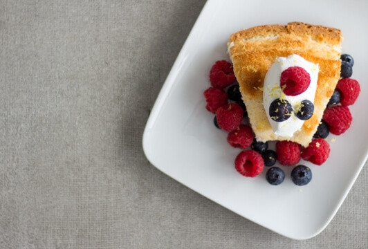 Healthy Angel Food Cake with Fresh Spring Berries