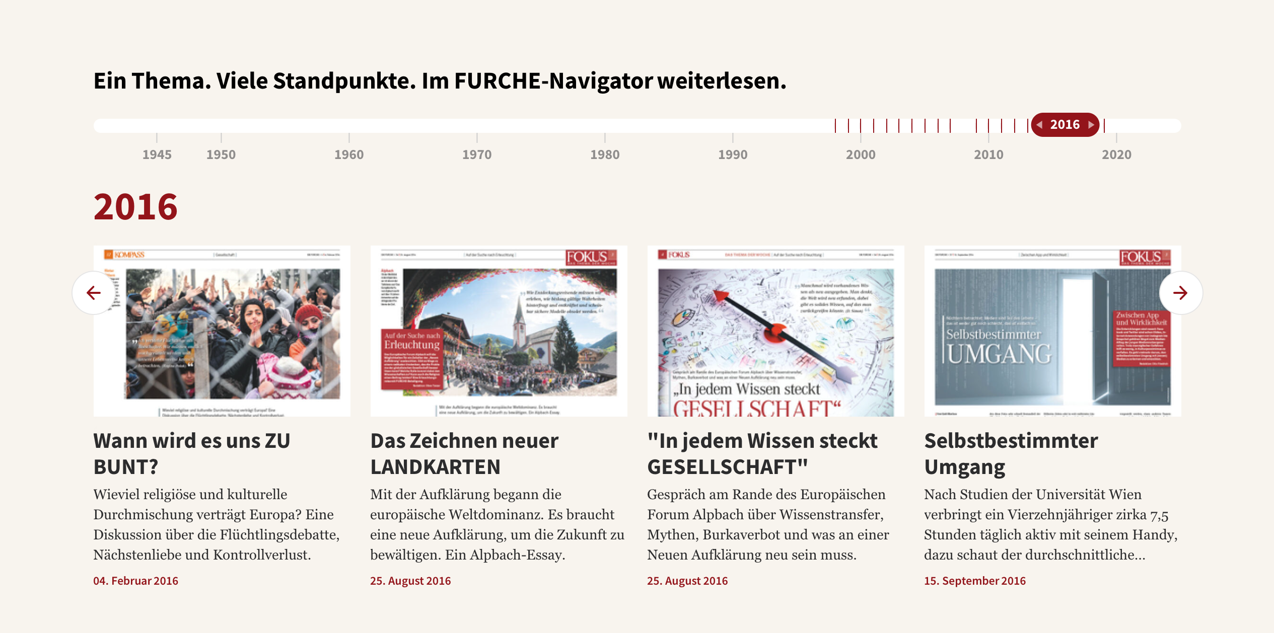 Furche-Navigator Timeline Screenshot