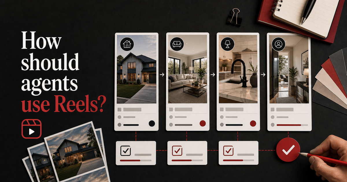 How should real estate agents use Instagram Reels for listings? shown as a reviewed AI listing marketing workflow screen.