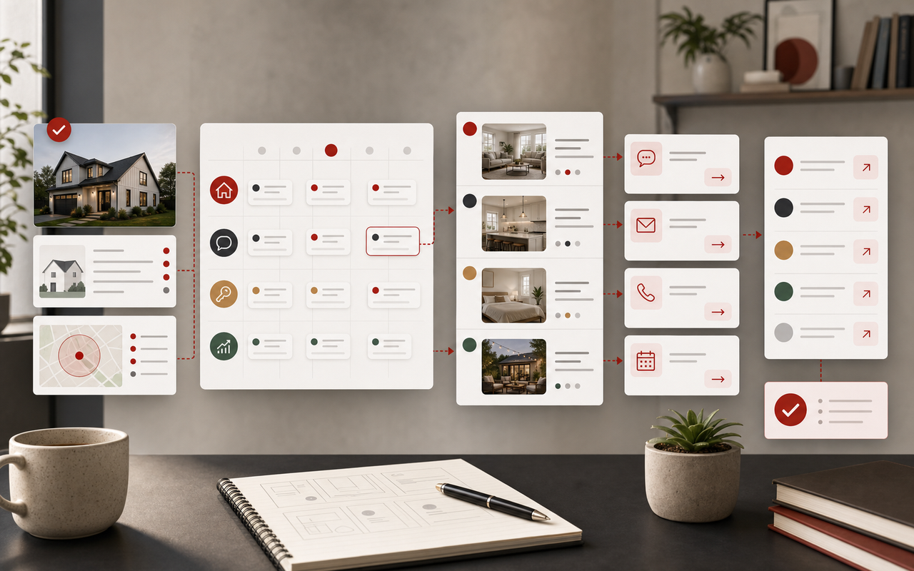 Product-style workflow for planning real estate social posts from approved facts.