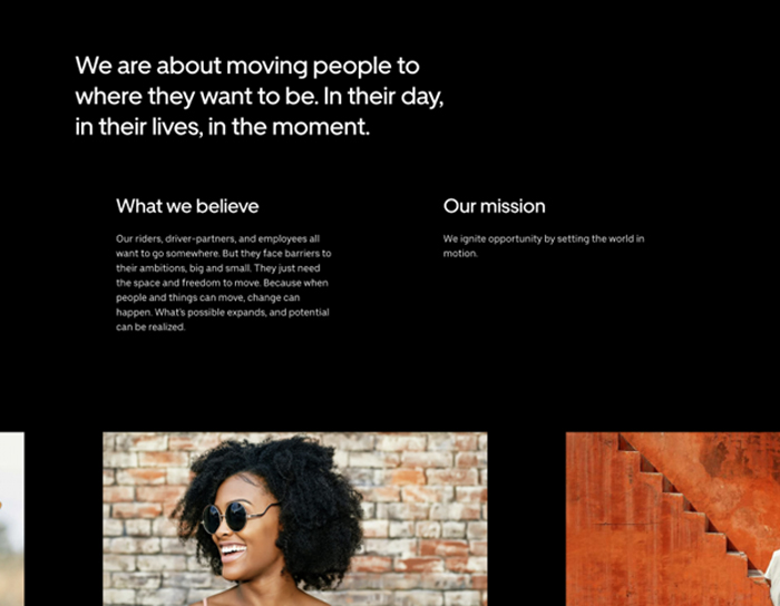 Uber Website Mission Statement