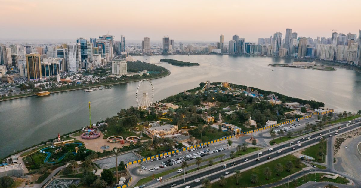 Sharjah skyline with modern buildings and waterfront