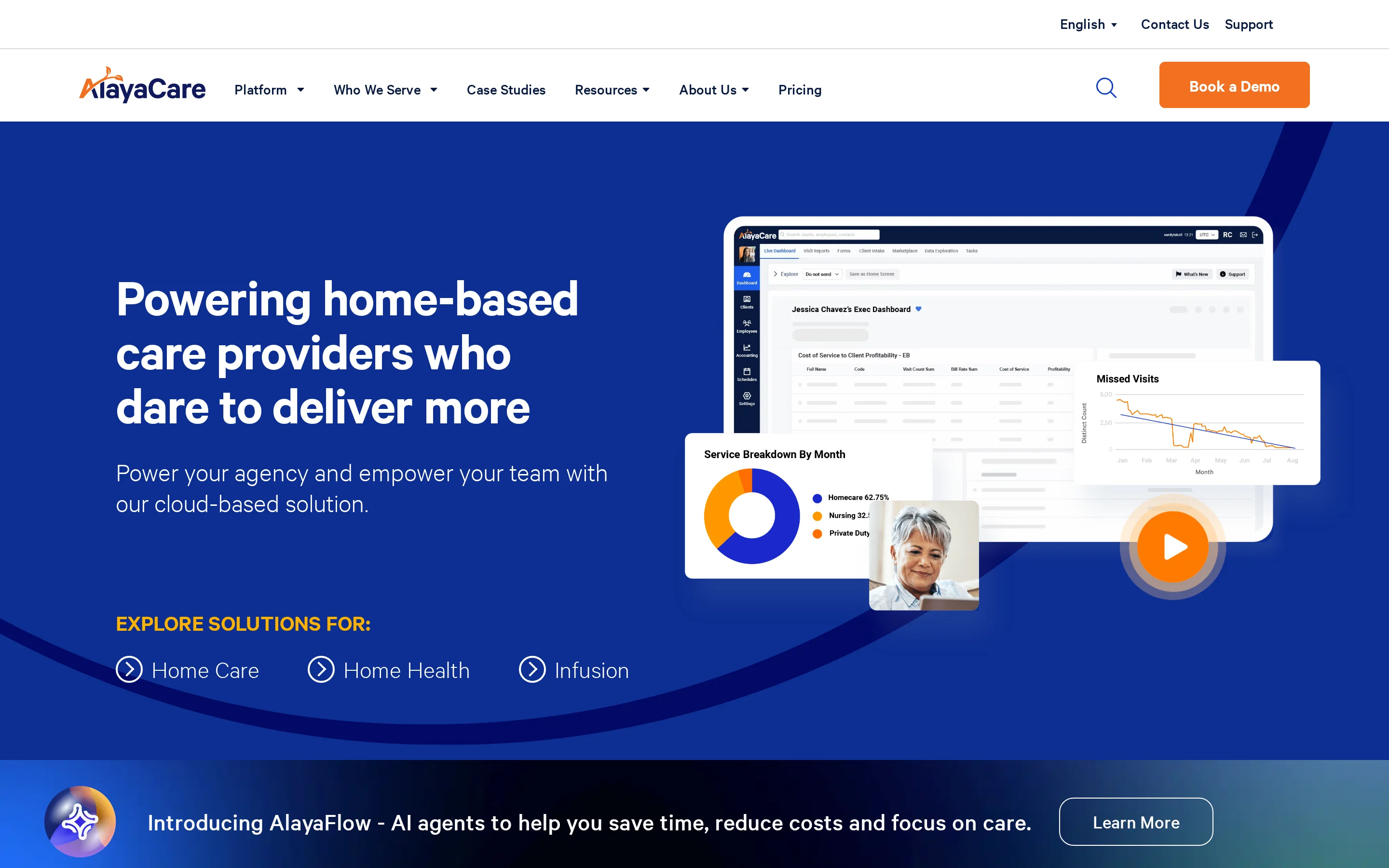 AlayaCare cloud platform for scheduling clinical documentation EVV billing and analytics