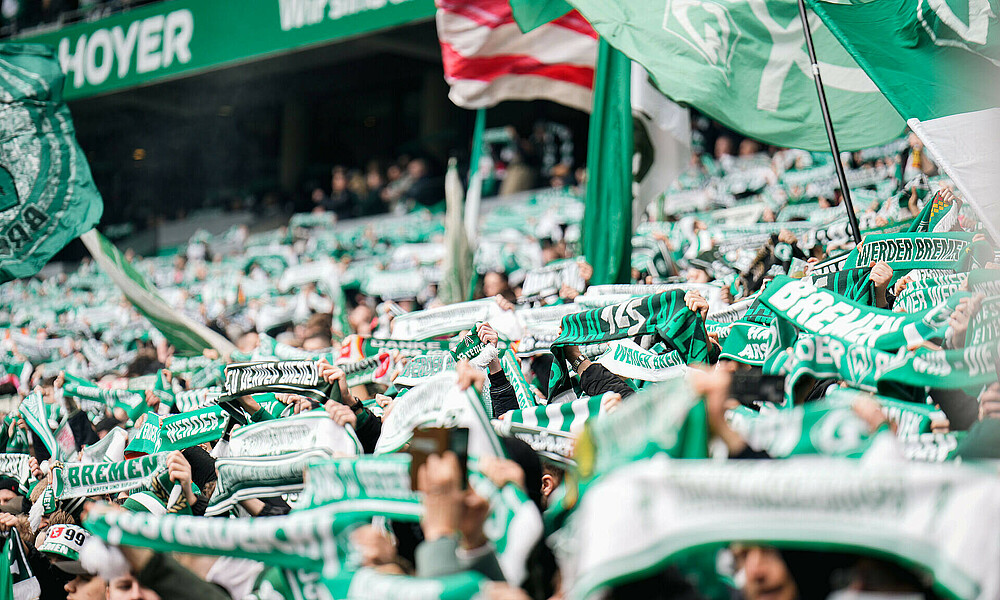 Fans halten ihre Schals in die Luft. 