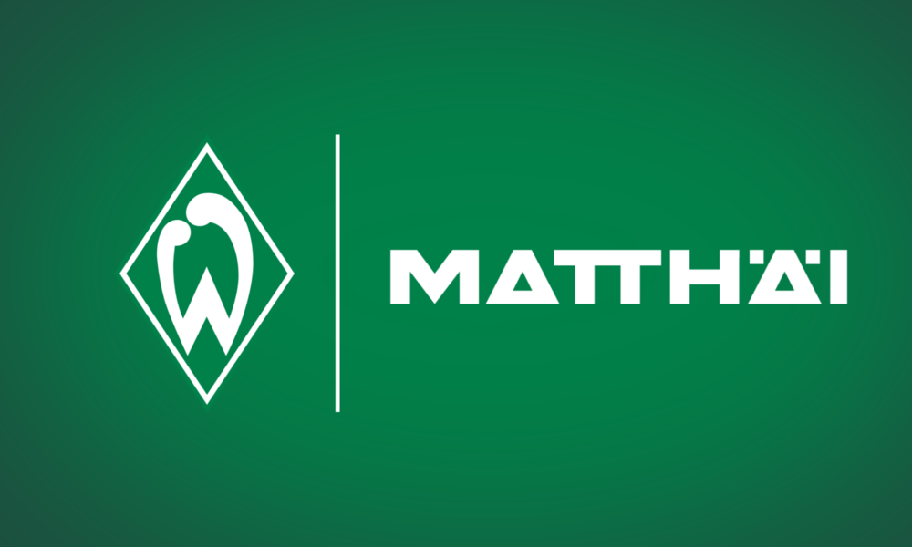 null Die Werder-Raute neben einem Matthäi Logo auf grünem Untergrund