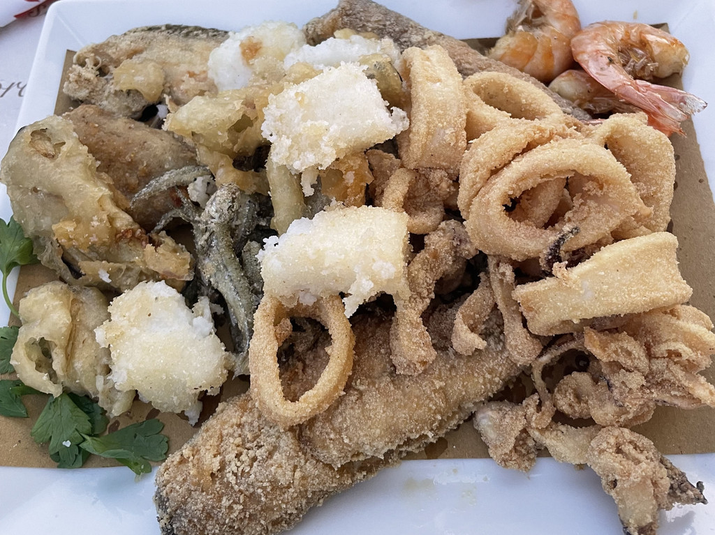 Mixed fried seafood for dinner