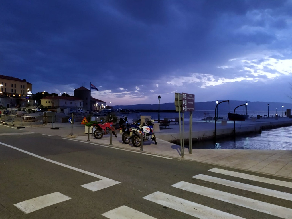 Our motorcycles contemplating the sea