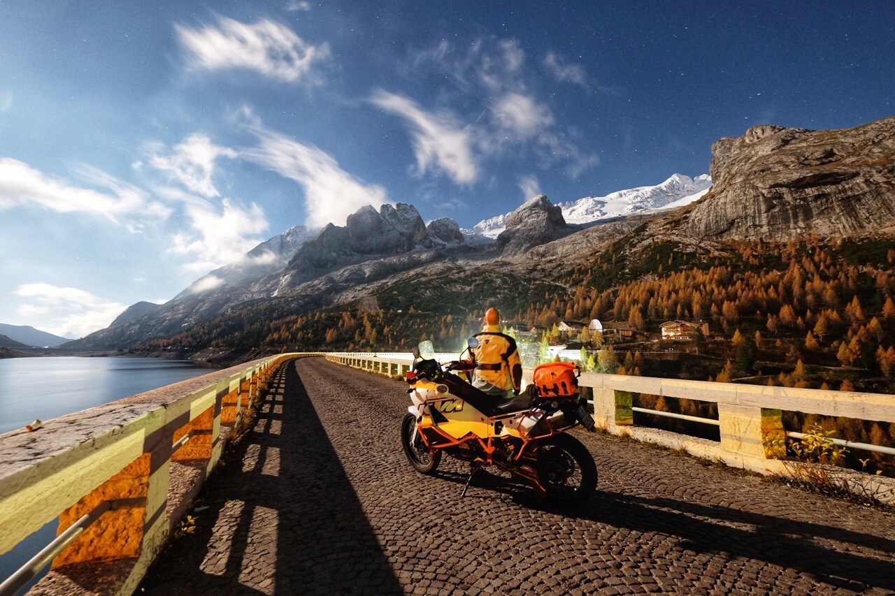 Fedaia Pass: at the foot of the Marmolada, a full moon and the stars above me. A paradise. 
