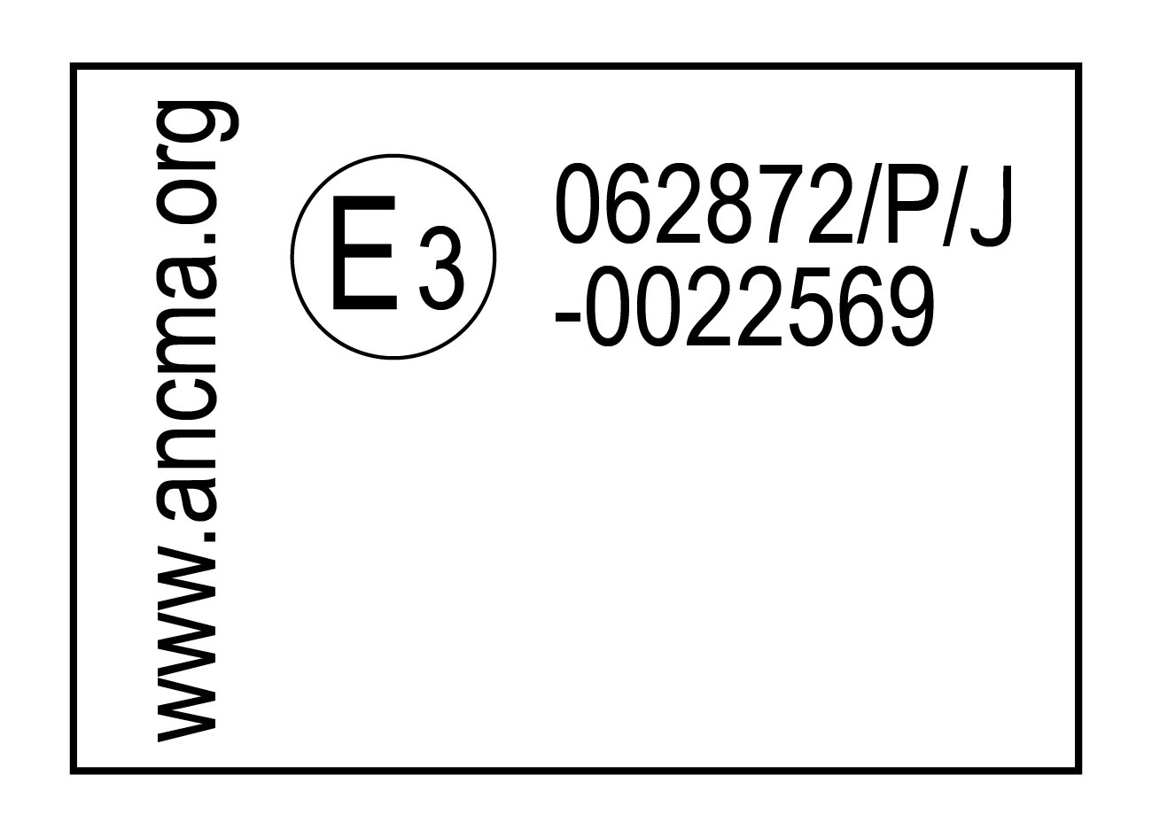 Label of a P/J homologated helmet according to ECE22-06 